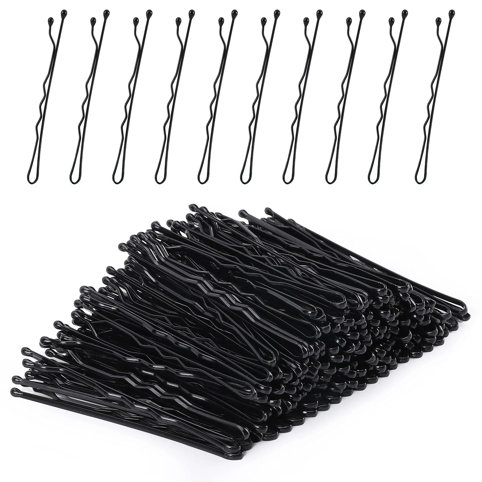 Laicky Bobby Pins, 200Count Black Hair Pins Hair pins with Box for Women Lady Girls Kids Kirby Grips Invisible Wave Hairgrip Barrette Hairclip Bulk Hair Accessories (Black 5.2CM)
