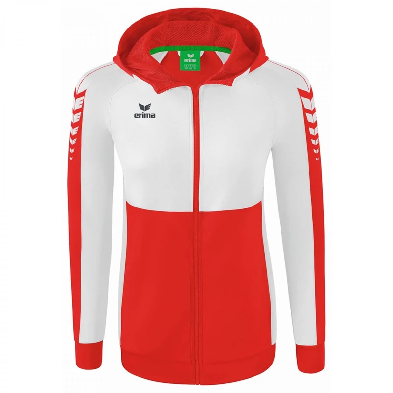 Erima Women's Six Wings Training Jacket with Hood, Red/White, 40