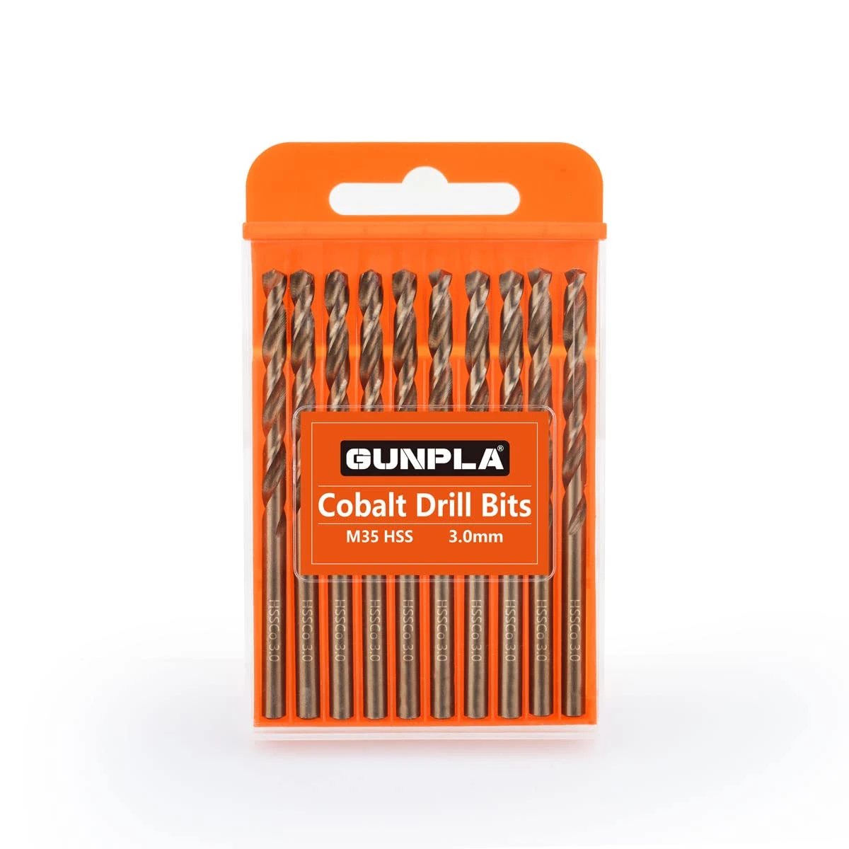 Gunpla Cobalt Drill Bits 3mm 10-Pieces, M35 HSS Metric Straight Shank Jobber Drill Bit Set with Plastic Case for Hardened Stainless Steel, Metal, Aluminium, Tile, Wood, Plastic and Cast Iron…