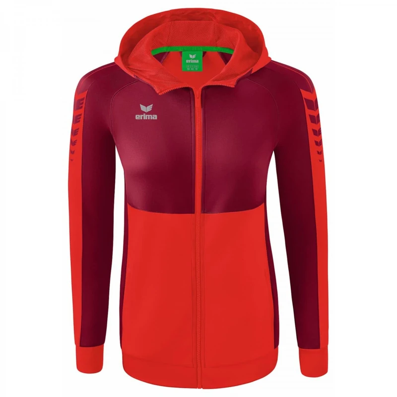 Erima Women's Six Wings Training Jacket with Hood, Red/Bordeaux, 36