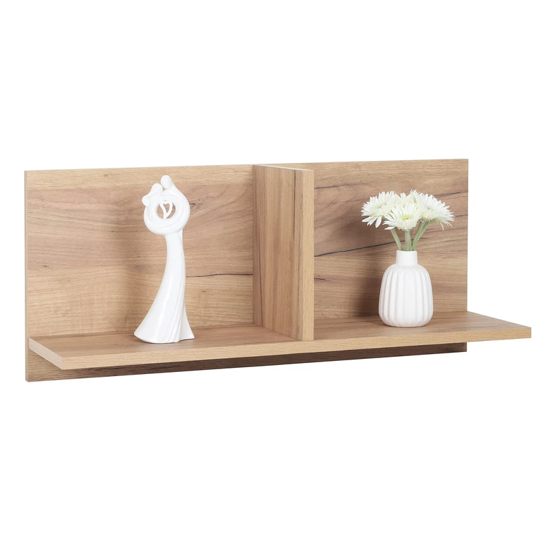 RICOO WM013-EG Wooden Hanging Shelf 70 x 30 x 22 cm Floating Shelf for Walls Oak Gold