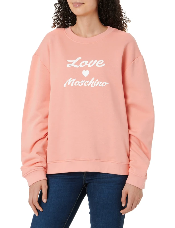 Love Moschino Women's Regular Fit with Cursive Brand Print. Sweatshirt, pink, 42