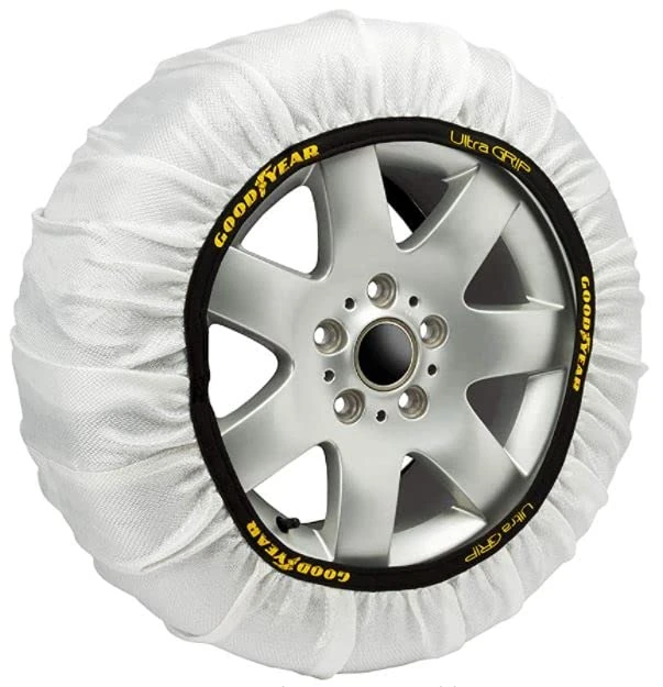 Goodyear Set of 2 Fabric Snow Chains for Cars Ultra Grip Size XL Specific for Vehicle Operation, Textile, White, for R14 - R21 (Detailed Measurements Inside)