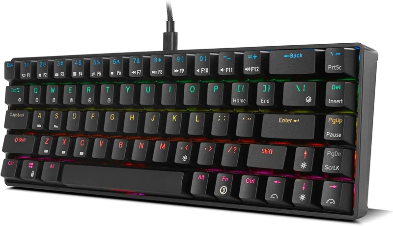 Ozone Gaming Gear Tactical Mini Gaming Keyboard -OZTACTICALUS- Mechanical Keyboard without Numeric Keyboard, Bluetooth, Outemu Red Switches, RGB LED Lighting, Silent, US Layout, Black