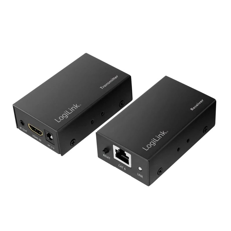 LogiLink HD0023 HDMI Extender Set Full HD (Over LAN), 60 m (2560 x 1440/60 Hz) to Extend HDMI Signals via Network Cable