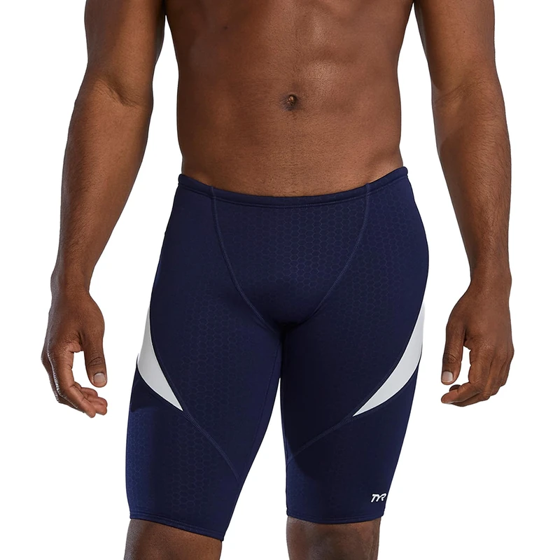 TYR Men's Durafast Elite Curve Splice Jammer Swimsuit Navy/White