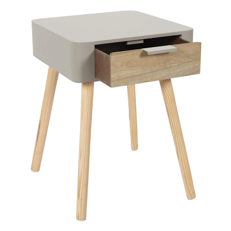 CMP Paris Bedside Table with 1 Drawer Wood, Taupe Black, 34.8x48x37cm