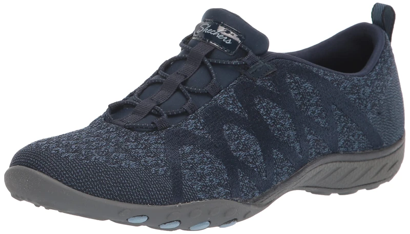 Skechers Women's 100301 NVY Trainers, Navy Engineered Knit/Charcoal Trim, 4 UK