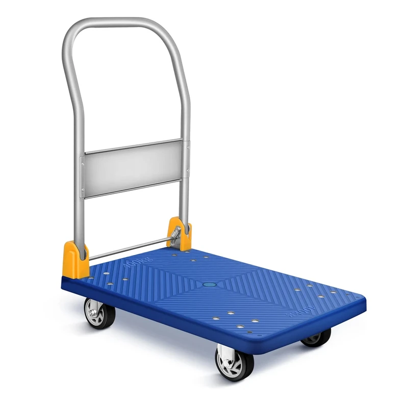 YSSOA Platform Truck with 880lb(400kg) Weight Capacity and 360 Degree Swivel Wheels, Foldable Push Hand Cart for Loading and Storage, Blue