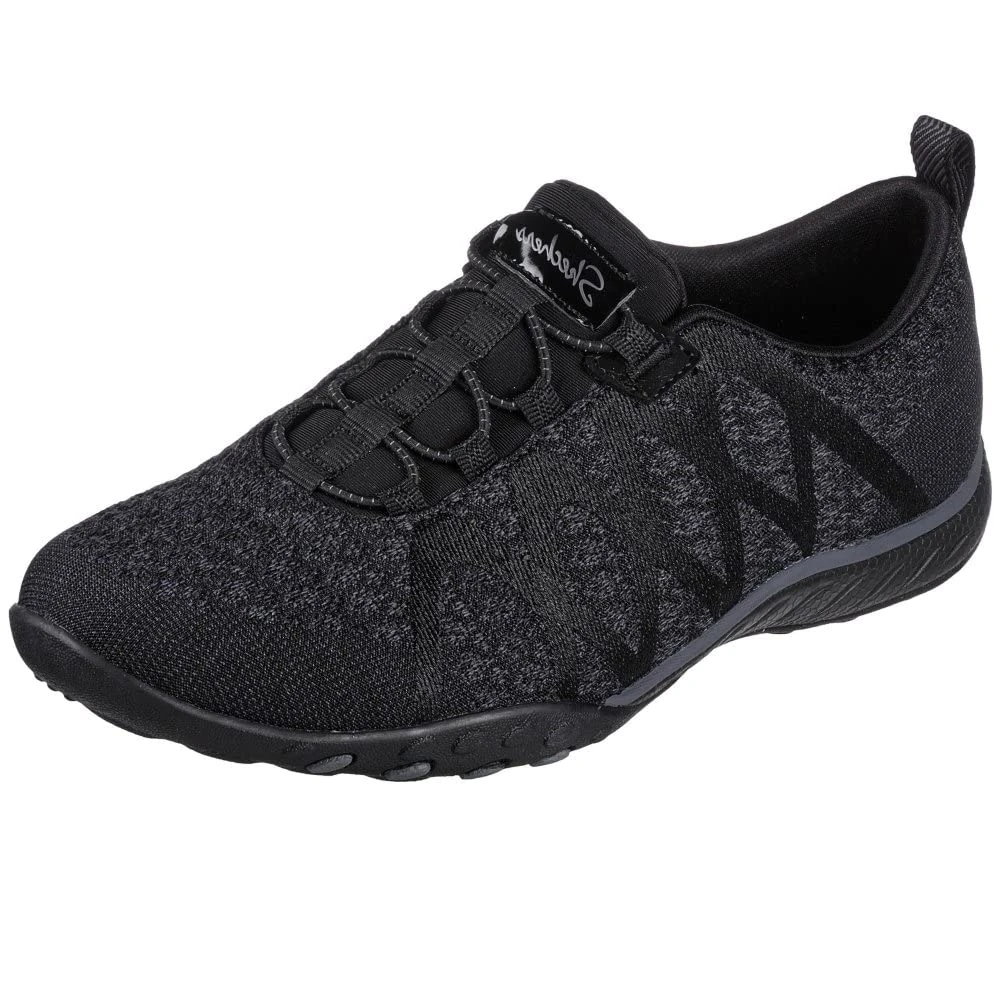 Skechers Women's 100301 BLK Trainers, Black Engineered Knit/Charcoal Trim, 3 UK