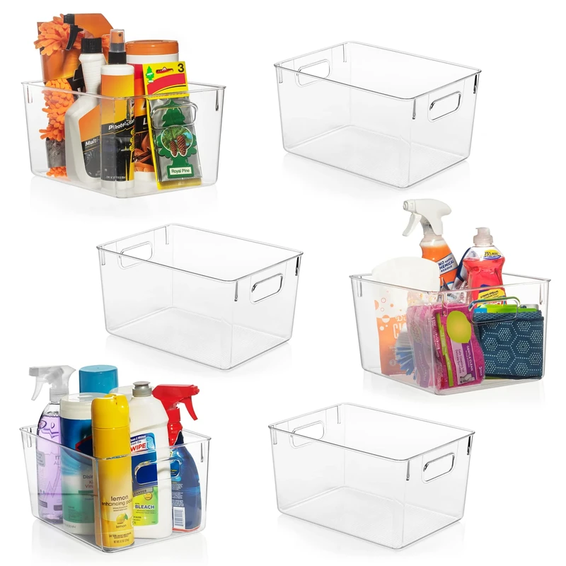 CLEARSPACE Plastic Storage Bins – Perfect Kitchen Organization or Pantry Storage – Fridge Organizer, Pantry Organization and Storage Bins, Cabinet Organizers