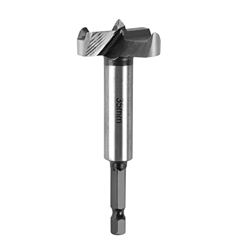 flintronic Forstner Drill, 35mm Hex Shank Carbide Steel Boring Hole Saw, Forstner Drill Cutter Tool for Making Clean Flat-Bottomed Holes in Wood, Furniture or Door Hinge Hole
