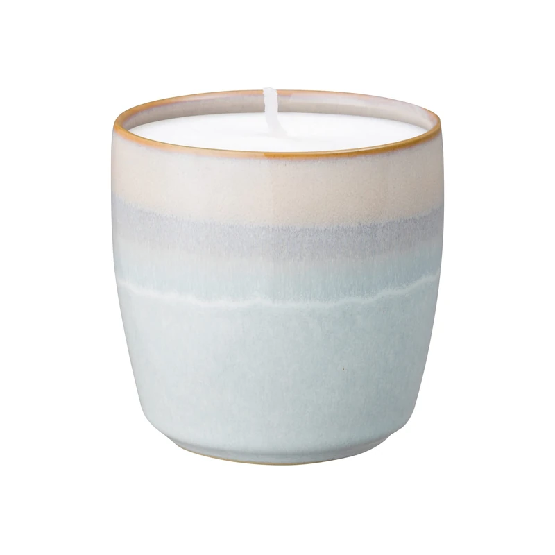 Denby - Quartz Rose Ceramic Candle - Hand-Poured Natural Wax Candle - 40 Hour Burn Time - Freesia and Jasmine Fragrance for Home - Perfect for Gifting - Blush Pink & White