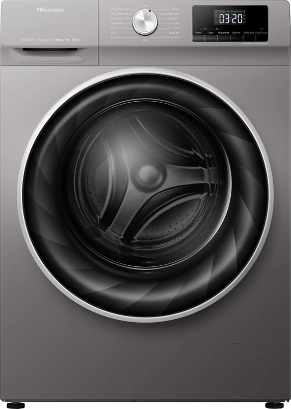 Hisense WFQY1014EVJMT 10kg Washing Machine with 1400 rpm - Titanium - B Rated