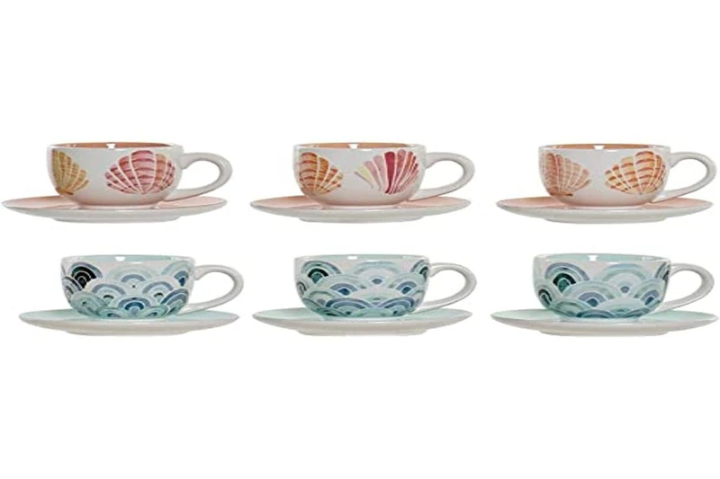 Dkd Home Decor Metal Dolomite Coffee Cup Set (180 ml) (6 pieces)