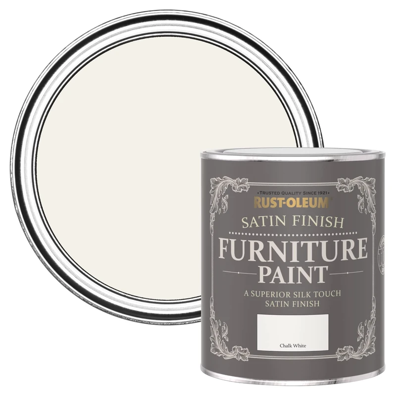 Rust-Oleum White Furniture & Skirting Board Paint in Satin Finish - Chalk White 750ml