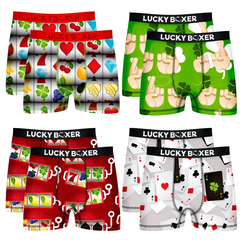 Lucky Boxer Men's PK3067-S Pack of 8 Shorts in Printed, Multicoloured, S
