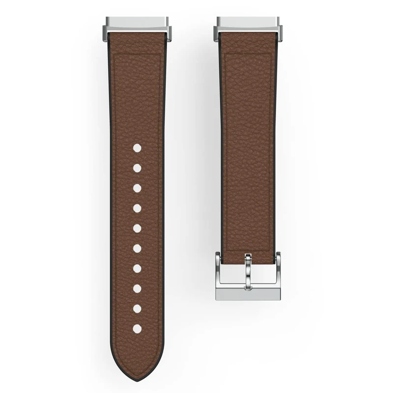 Hama Fitbit Watch Strap 20mm (Adjustable Replacement Strap for Fitbit Versa 3 and Sense, Fitbit Strap, Replacement Strap, Leather and Silicone, Stainless Steel Buckle, Women) Brown - Image 1