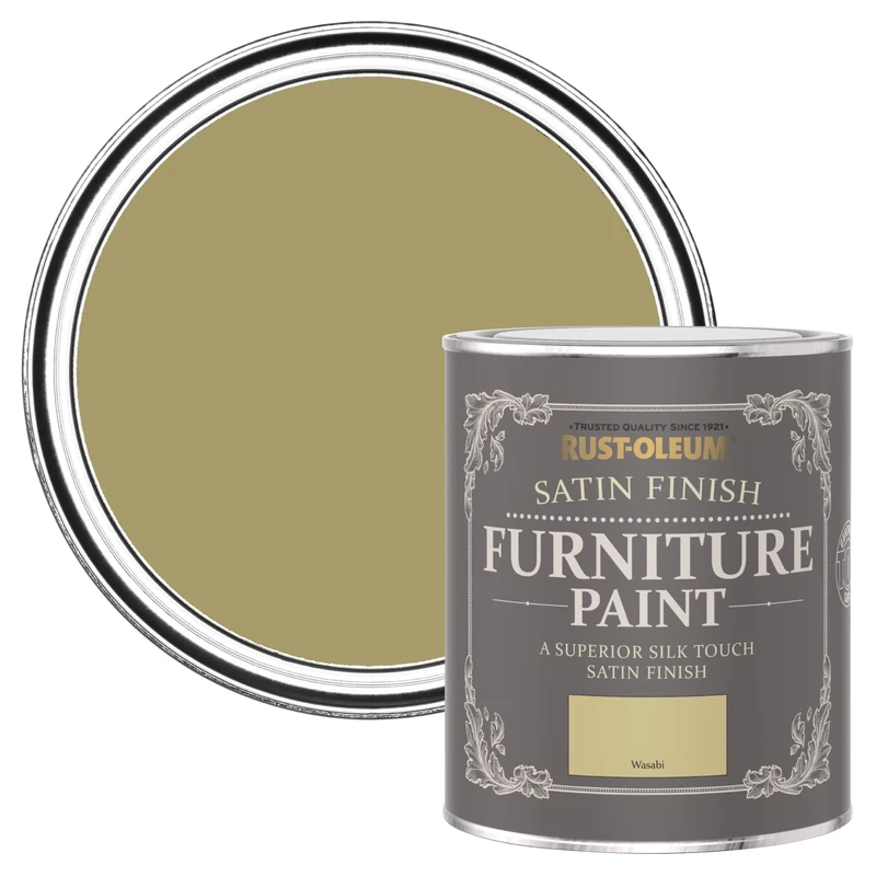 Rust-Oleum Green Furniture & Skirting Board Paint in Satin Finish - Wasabi 750ml