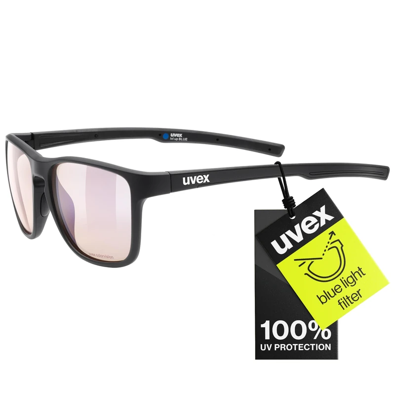 Uvex Gaming Sunglasses lvl up BLUE CV - Blue Light Filter, Contrast Enhancing, Unisex, Black Mat/Yellow