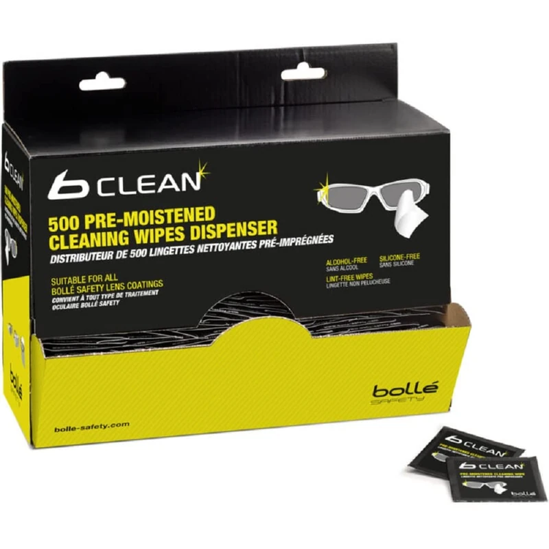 Bolle Pack of 500 Cleaning Wipes for Safety Glasses & Goggles Alcohol and Silicone free Personal Protective Equipment PPE Safety Workwear Glasses Eye Protection Safety– 1 Pack of 500 wipes