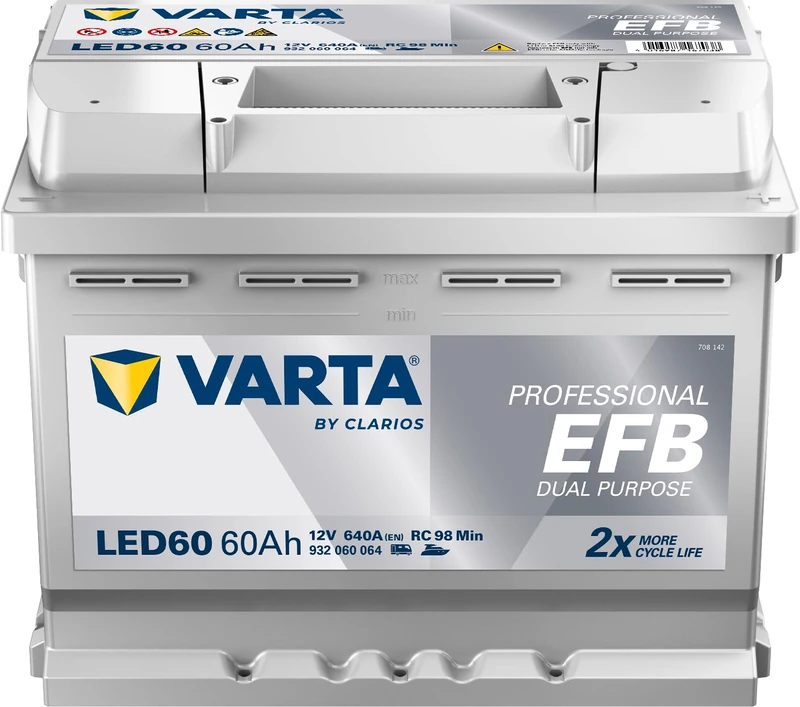Varta Professional Dual Purpose EFB LED 60 12V 60AH 680A Grey