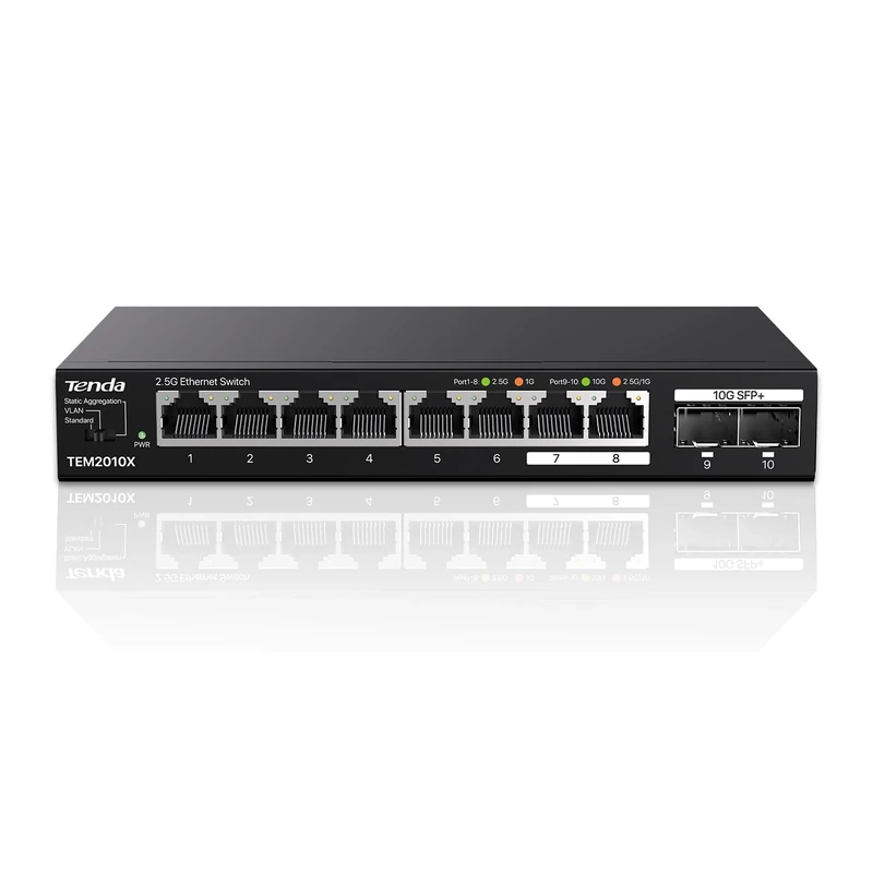 Tenda TEM2010X 8x2.5Gb + 2x10G SFP+ Unmanaged Switch - Metal