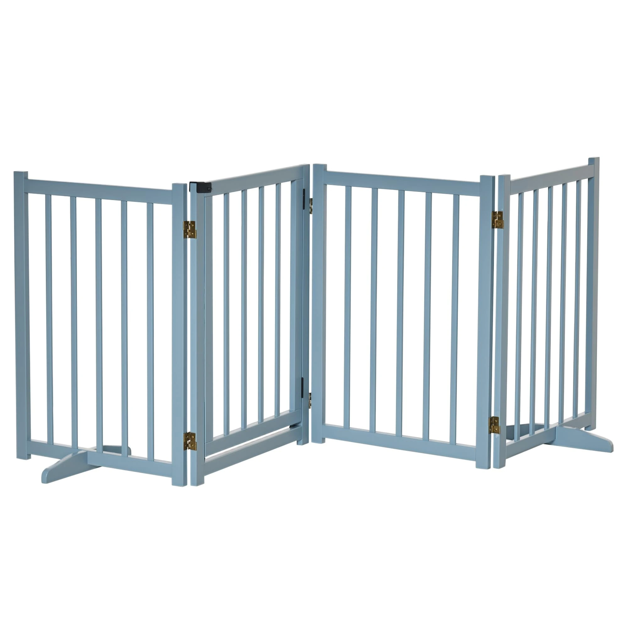 PawHut Freestanding Pet Gate w/ 2 Support Feet for Doorways Stairs Blue Grey