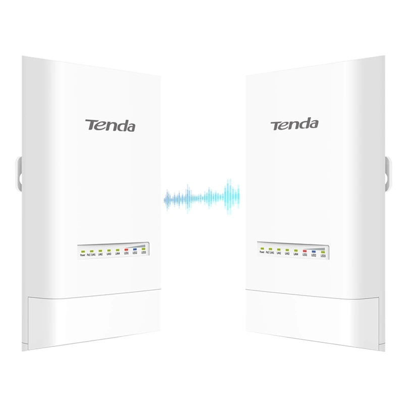 Tenda OS3 WiFi Bridge Point-to-Point WLAN Bridge Outdoor CPE (867 Mbit/s on 5GHz, 5 km Range, 4 x 10/100 MBit/s LAN Ports, WLAN Bridge with 12dBi Directional Antenna, Central Management) (Pack of 2)