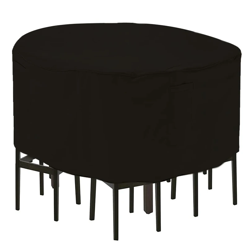 94 Inch Tall Round Patio Bar Table and Chair Set Cover Heavy Duty 100% Waterproof Outdoor Table Chair Set Covers UV Resistant Round Patio Furniture Covers, Black