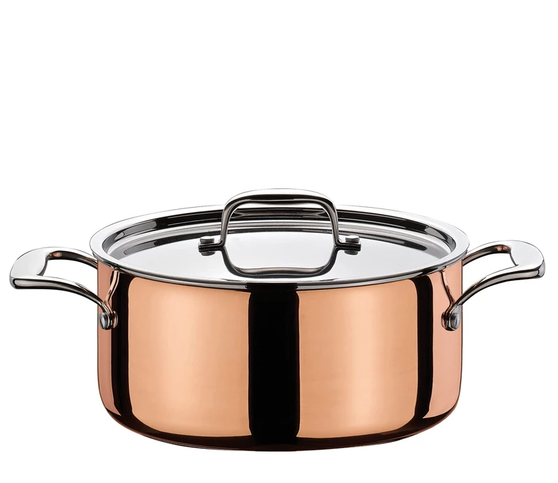 Spring Culinox Stewing Pot with Lid Diameter 16 cm Height 7.5 cm 1.4 L 0.5 mm Copper Outer Layer Stainless Steel Pot Suitable for Induction Cookers Suitable for All Cookers Stainless Steel Cooking Pot
