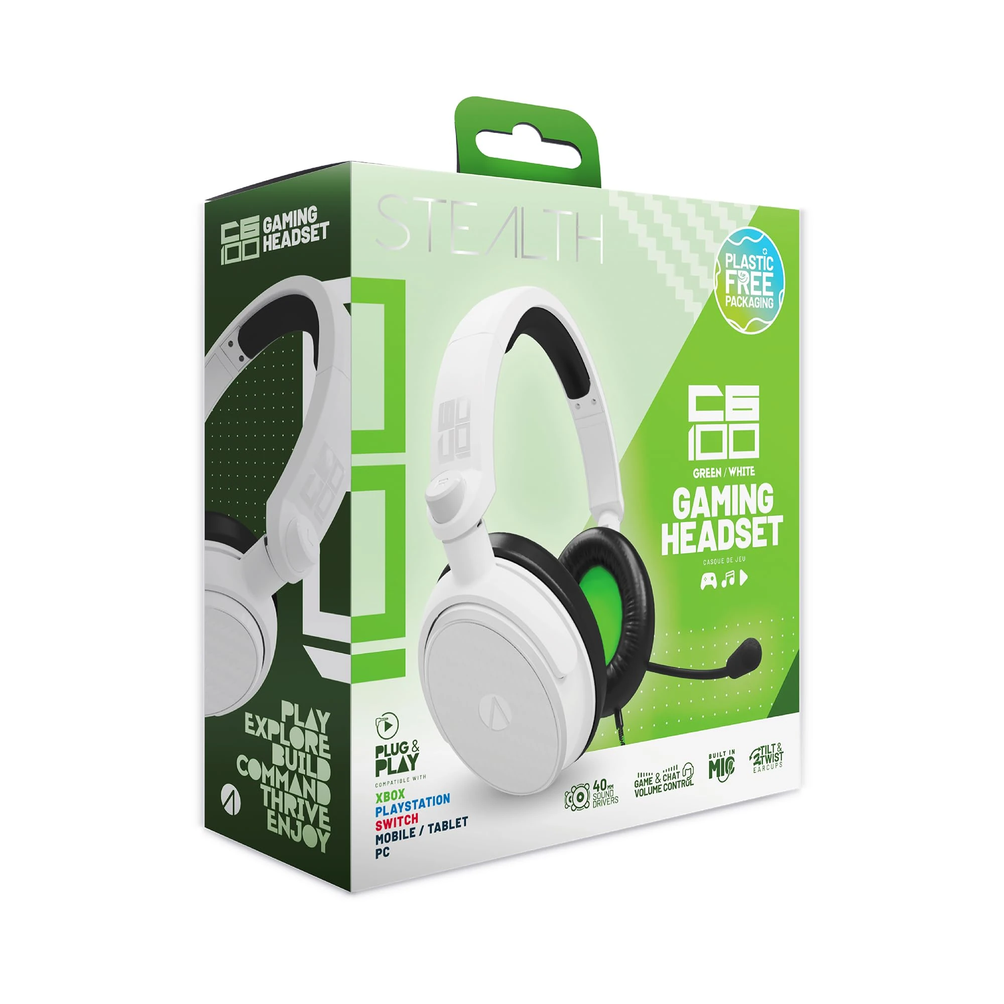 STEALTH C6-100 Gaming Headset Range (Green & White)