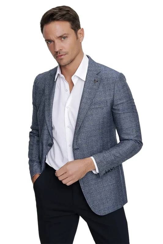 Bonamaison Men's Trmrvn100405 Business Casual Blazer, Blue, 46R