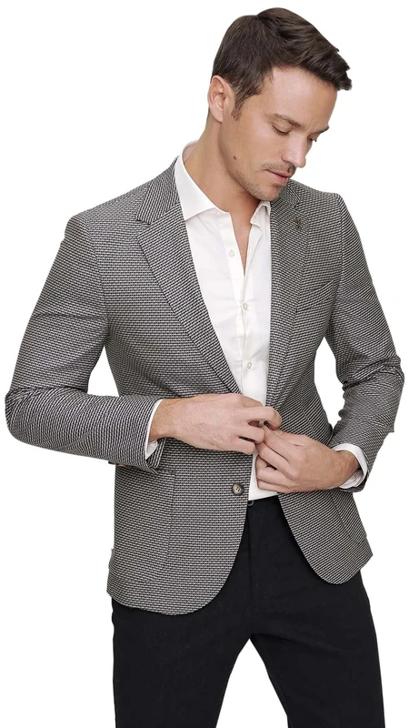 Bonamaison Men's Trmrvn100436 Business Casual Blazer, Navy Blue, 42R