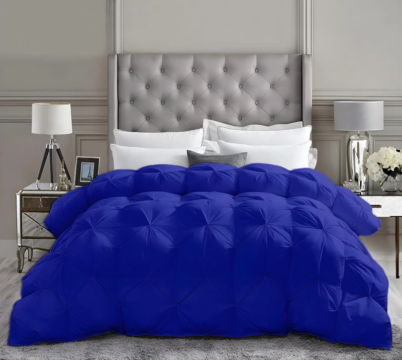 Saferay Green Pinch Pleat Comforter Oversized King Plus 128x120 Royal Blue
