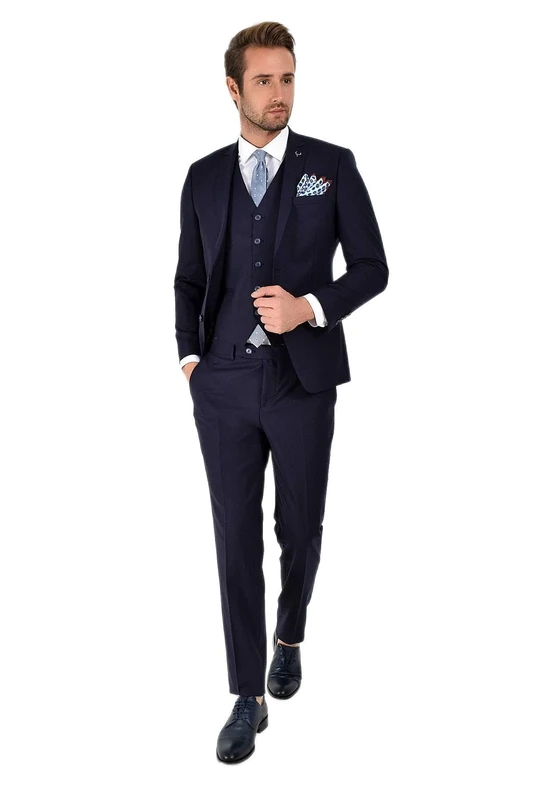 Le Jardin du Lin Men's Suit Vest Slim Fit 6 Drop Business, Navy Blue, 56-58