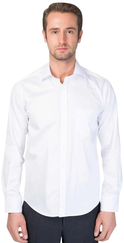 Bonamaison Men's Regular Fit Langarmshirt mit Taschen Button Down Shirt, White, M