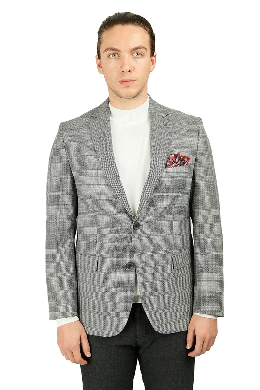 Bonamaison Men's Jacke Regular Fit 4 Drop Business Suit Jacket, Black, 48R
