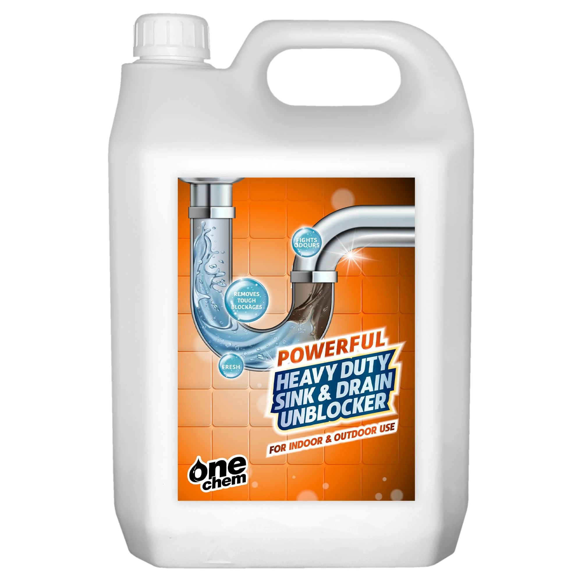 One Chem - Heavy Duty Sink and Drain Unblocker Gel - 5L - Powerful Formula- Drain Opener - Pipe Cleaner - Sink Unblocker