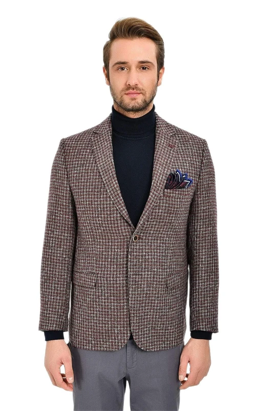 Le Jardin du Lin Men's Jacket Regular Fit 4 Drop Business Suit, Burgundy, 42R