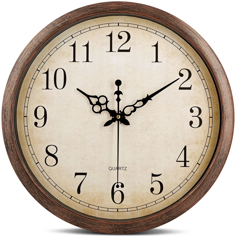 Bernhard Products Brown Wall Clock Silent Non Ticking (16 Inch Vintage)