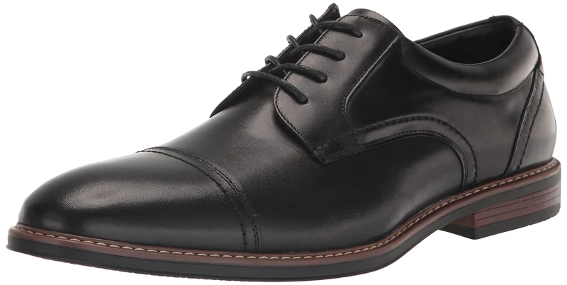 Nunn Bush Men's Centro Flex Cap Toe Oxford Dress Casual Leather Comfortable Lace Up, Black, 7.5 UK