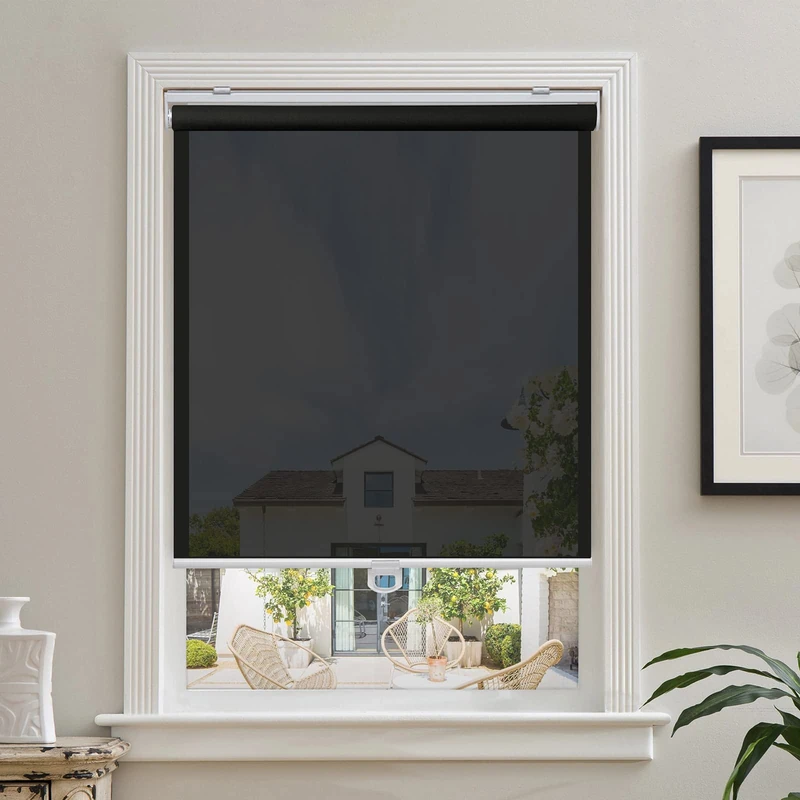AOSKY Cordless Roller Shades for Windows Light Filtering Shades with 5% Openness Solar Screen Semi Sheer Roller Blinds UV Protection for Office and Home. Easy to Install 36" W x 72" H (Black)