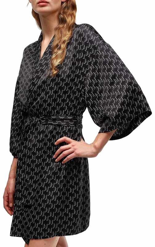 KARL LAGERFELD Women's Kl Monogram Kimono Black XS