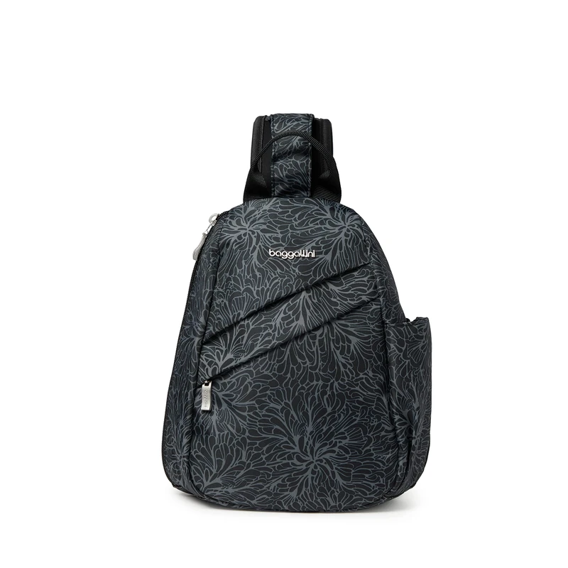Baggallini Medium Sling, Midnight Blossom, One Size