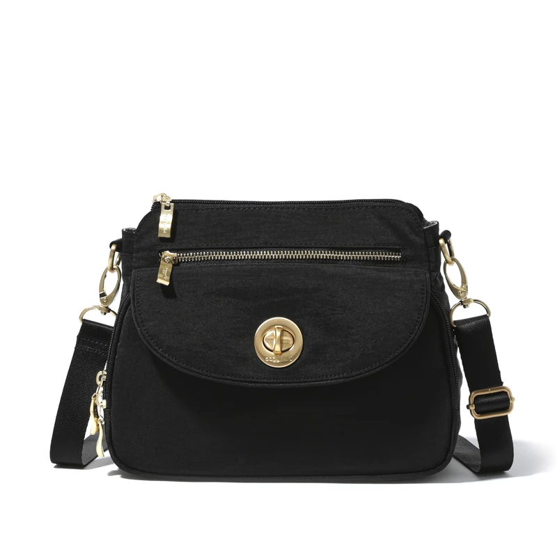 Baggallini Calais Crossbody Bag, Black/Gold Hardware, One Size