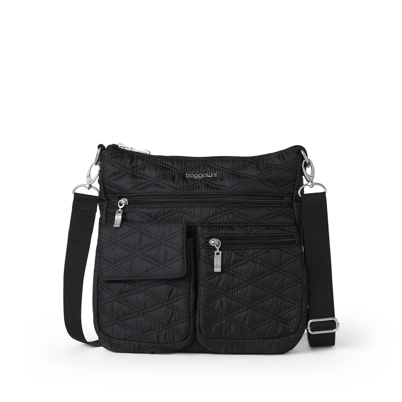 Baggallini Modern Everywhere Slim Crossbody, Black Quilt, One Size