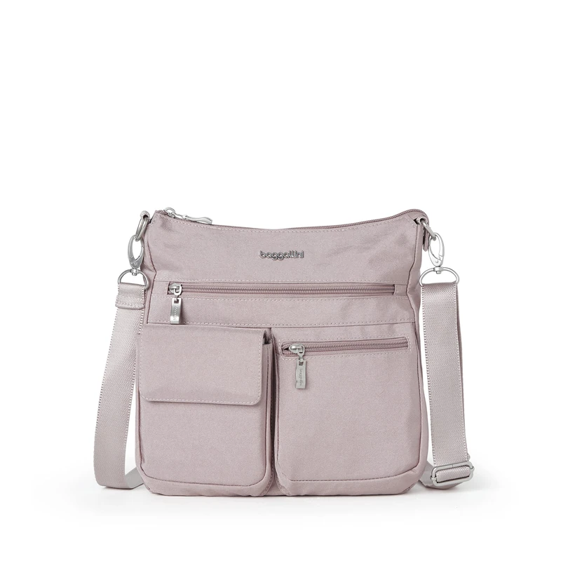 Baggallini Women's Modern Everywhere Slim Crossbody, Blush Shimmer, One Size