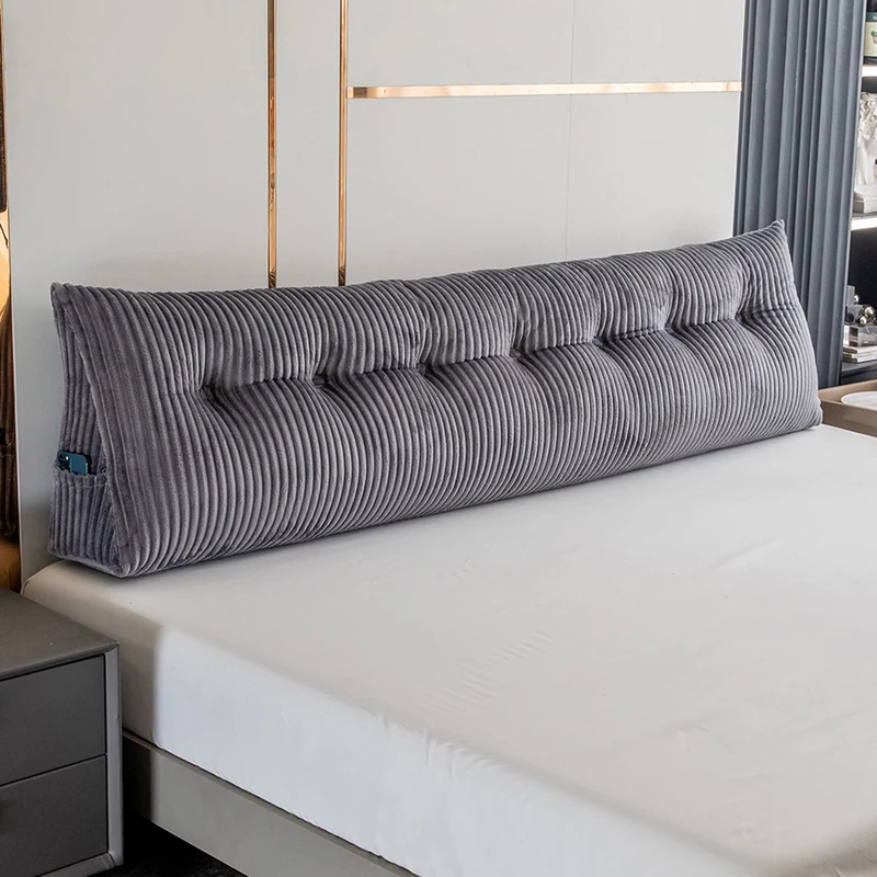 Activance Large Triangular Headboard Wedge Bed Rest Reading Pillow Backrest Positioning Support Bolster Cushion with Removable Cover (Grey, King: 76x8x20 Inches)