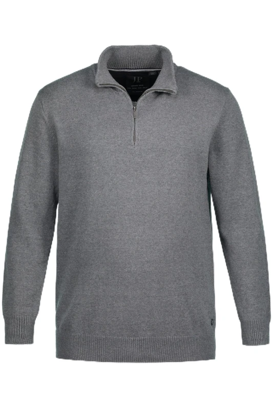 JP1880 Men's Troyer Pullover Sweater, Grau Melange,